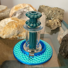 Load image into Gallery viewer, Professor Glass Teal Bubblegum Linework Peak glass attachment set (PGGB2)