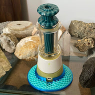 Professor Glass Teal Bubblegum Linework Peak glass attachment set (PGGB2)