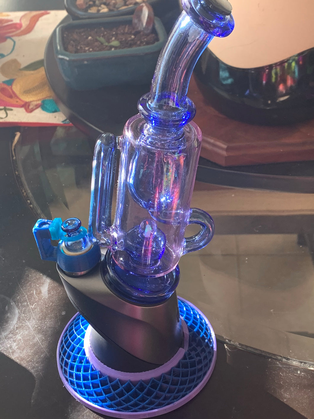 Peak Blue and Gemini  (experimental #89 CFL Purple) Klein glass attachment set (pbgpk3) - Mr. Bonsai